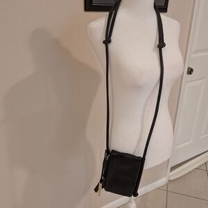 Vince Camuto Black Genuine Leather Crossbody Small Bag, Wallet.